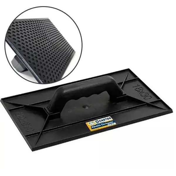 DESEMPENADEIRA PVC CORRUGADA 18 CM X 30 CM PRETA (121)  - CASTOR