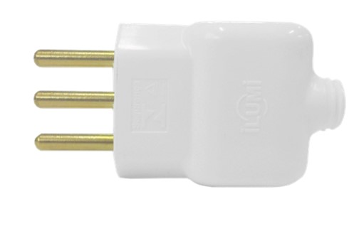 PINO MACHO PRENSA CABO BRANCO 3 PINOS BRANCO 10A 250V (14350PCT) - ILUMI