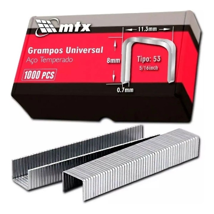 GRAMPO 8 MM P/GRAMPEADOR TIPO 53 1000 PCS MTX (411189) - MF