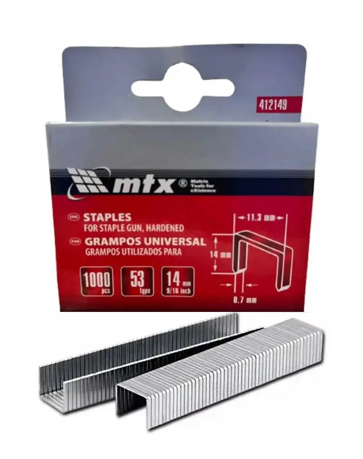 GRAMPO 14 MM P/GRAMPEADOR TIPO 53 1000 PCS MTX (411249) - MF
