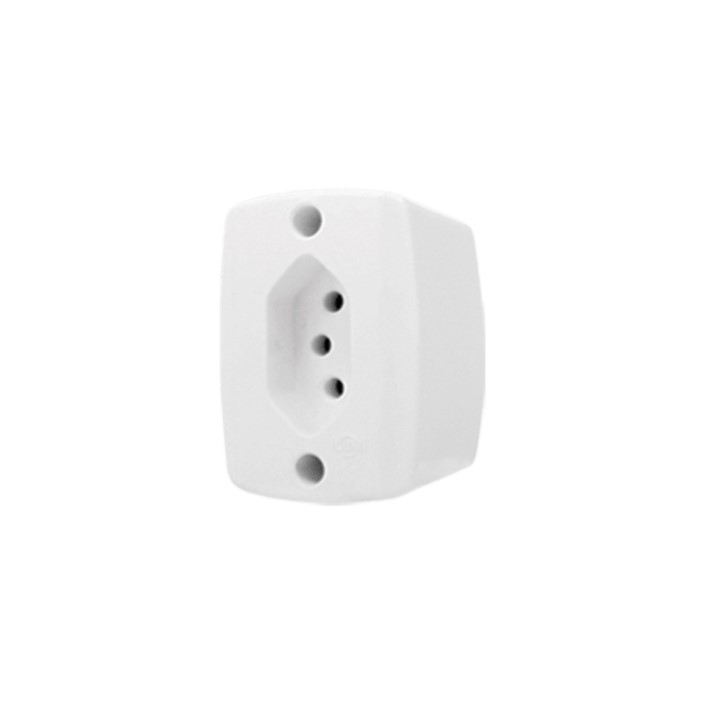 SOBREPOR BRANCO 1 TOMADA RETANGULAR 3 PINOS 10A 250V (16516) - ILUMI