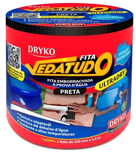 DRYKO FITA VEDA TUDO ULTRADRY PRETO 100 MM X 1,5 M - DRYKO