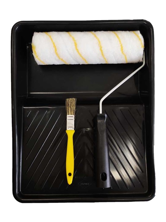 KIT PINTURA BD GD + ROLO 23 CM ANTI RESPINGO C/CABO +TRINCHA 3/4 GRIS (917) - COMPEL