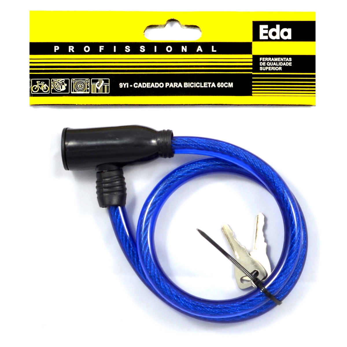 CADEADO P/ BICICLETA C/ CABO DE AÇO 60 CM (9YI) -EDA