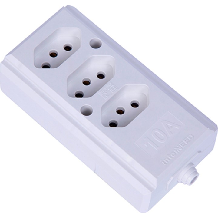 TOMADA BARRA TRIPLA BRANCA 20 A 3 PINOS BIAMP (066477) - INTERNEED