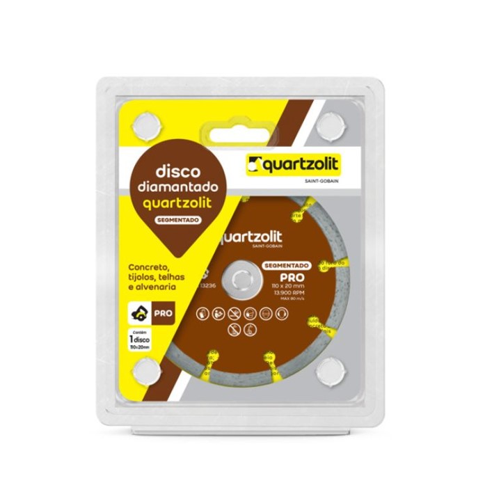 DISCO CORTE DIAMANTADO SEGMENTADO 110 MM X 20MM - QUARTZOLIT