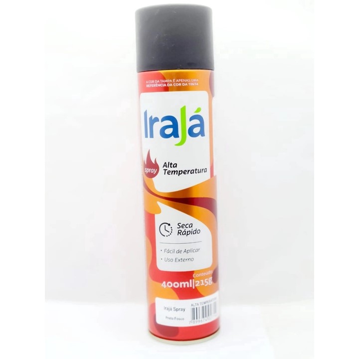 TINTA SPRAY ALTA TEMPERATURA PRETO FOSCO 400 ML (17.098) -IRAJA