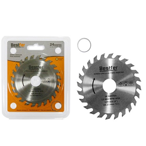 SERRA CIRCULAR WIDEA 110 MM (4 3/8´) 24 DENTES C/ ANEL DE REDUCAO 20 MM (BFH0082) -BESTFER
