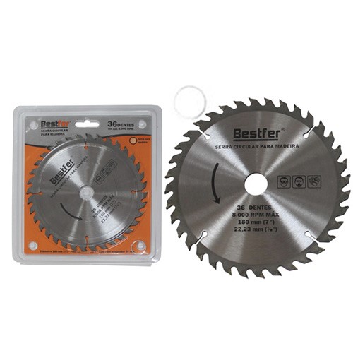 SERRA CIRCULAR WIDEA 180 MM (7 1/4´) 36 DENTES C/ ANEL DE REDUCAO 20 MM (BFH0578) -BESTFER