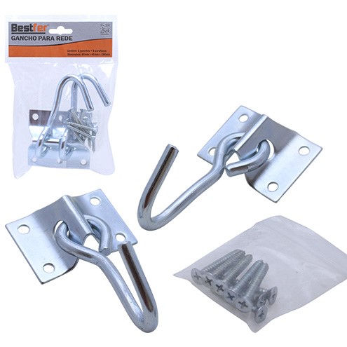 GANCHO PARA REDE COM PARAFUSO 2 PCS (BFH2907) -BESTFER