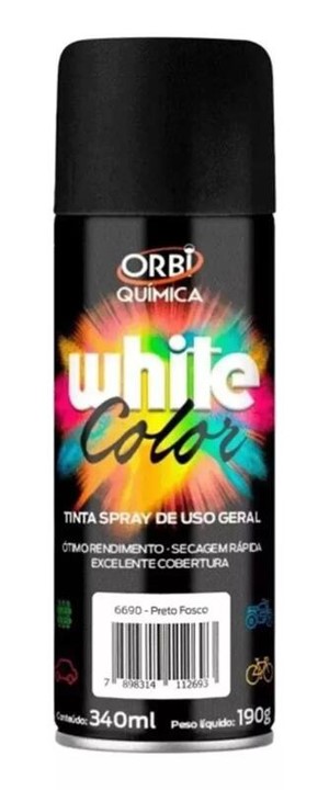 TINTA SPRAY USO GERAL PRETO FOSCO 340 ML ( 18746 )-ORBI