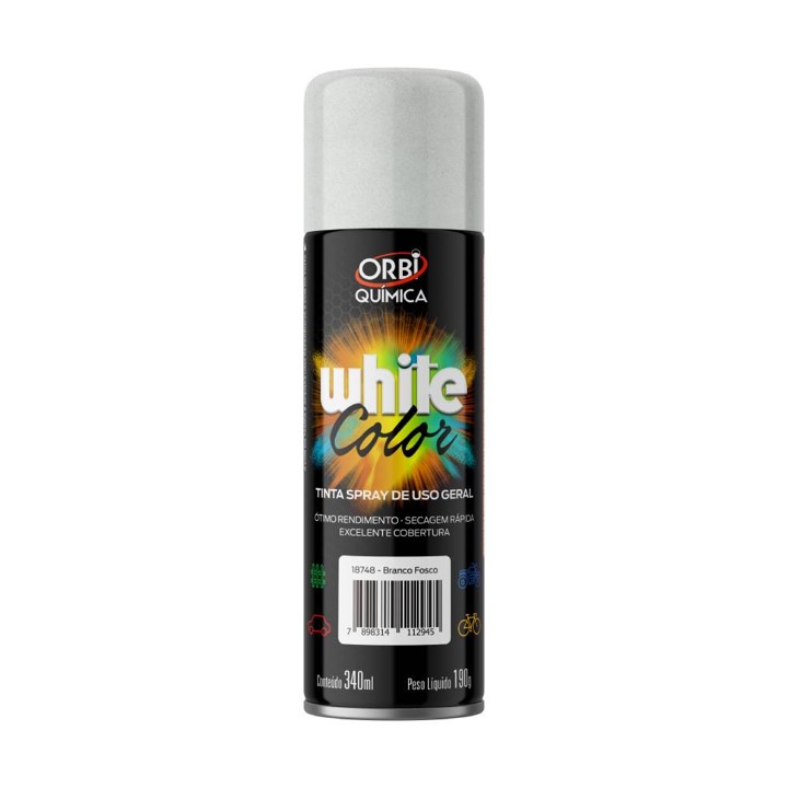 TINTA SPRAY USO GERAL BRANCO FOSCO 340 ML ( 18748 )-ORBI