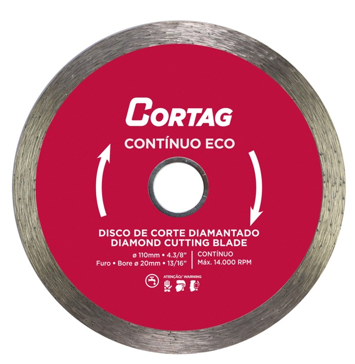 DISCO CORTE DIAMANTADO CONTINUO ECO 110 MM X 20 MM (61548) - CORTAG