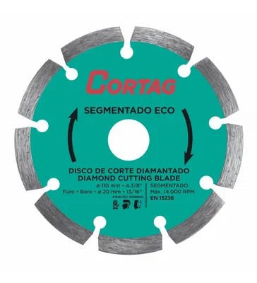 DISCO CORTE DIAMANTADO SEGMENTADO ECO 110 MM X 20 MM (61699) - CORTAG