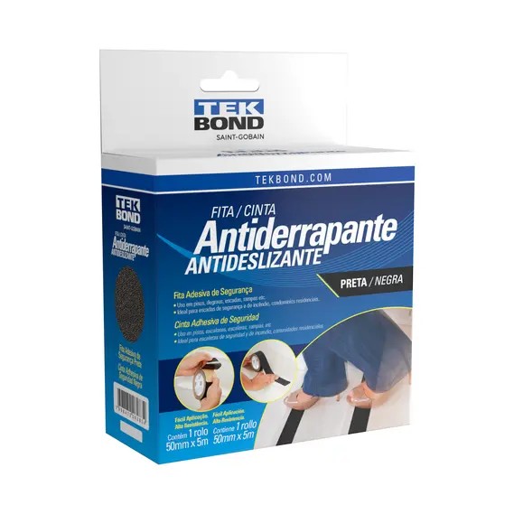 FITA ANTIDERRAPANTE PRETA 50 MM X 5 M - TEK BOND