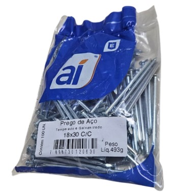 PREGO 18 X 30 AÇO C/C GALVANIZADO C/100 - AI