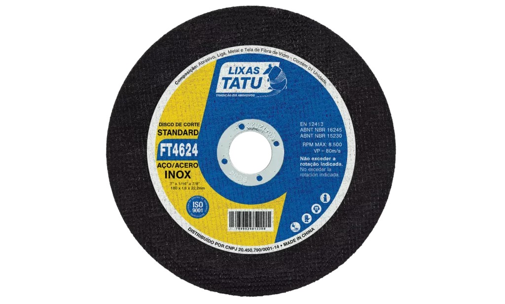 DISCO CORTE FERRO 115 MM X 1,0 MM X 22 MM - TATU