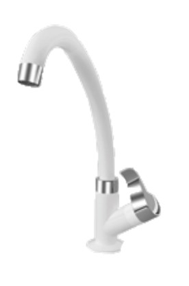 TORNEIRA PIA BICA MOVEL MESA 1/4 VOLTA ABS ORQUIDEA BRANCA/CROMADA SLIM  (1076)- SOCEL