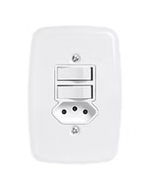 CONJ 2 INTERRUPTOR SIMPLES 10A + 1 TOMADA 3 PINOS 20A IDEALE (3220) -PLUZIE