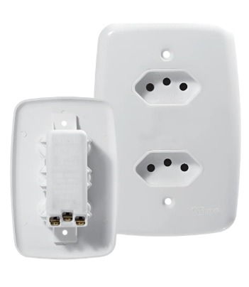 CONJ 2 TOMADA 3 PINOS 10A MONOBLOC IDEALE(4200) - PLUZIE
