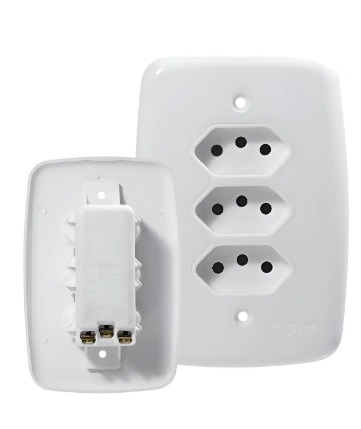 CONJ 3 TOMADA 3 PINOS 10A MONOBLOC IDEALE(4201) - PLUZIE