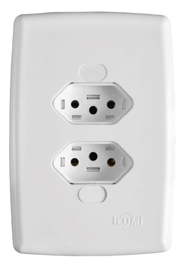 SAFIRA CONJ 4 X 2 2 TOMADAS 3 PINOS 10A BRANCO (22120) - ILUMI