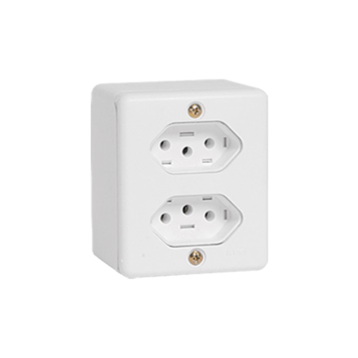 BOX BRANCA CONJ 2 TOMADAS 3 PINOS 20A (63121) - ILUMI